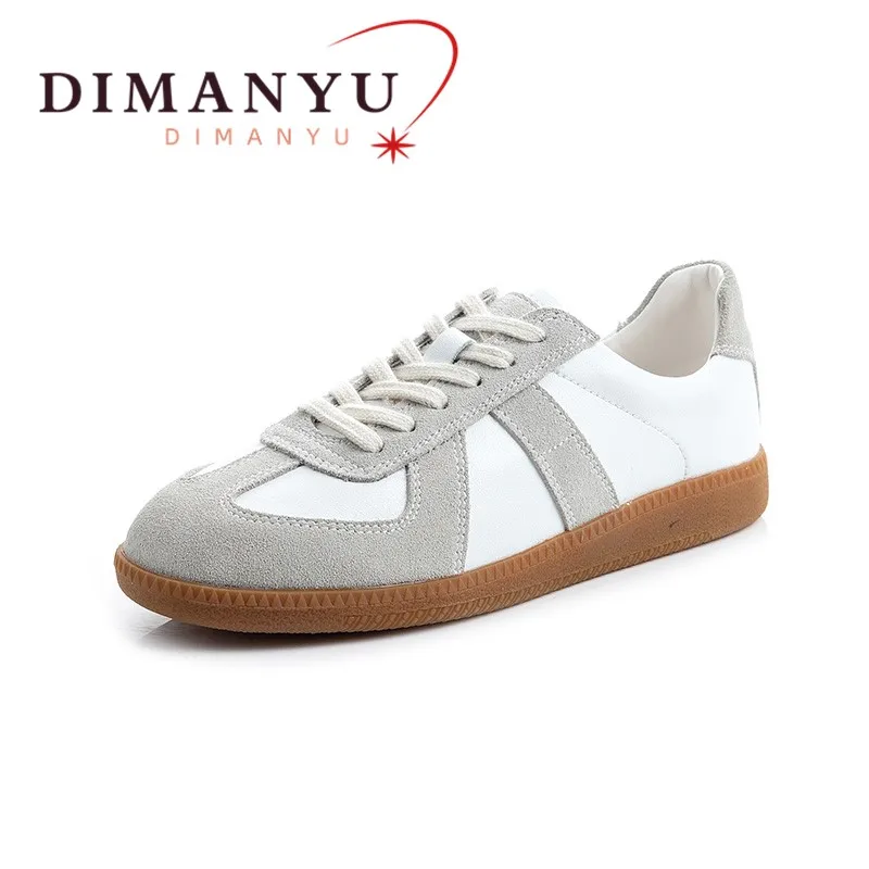 DIMANYU Women Sneakers Spring 2024 New Genuine Leather Non-slip Round Toe Women Shoes Shallow Bow Casual Women Shoes