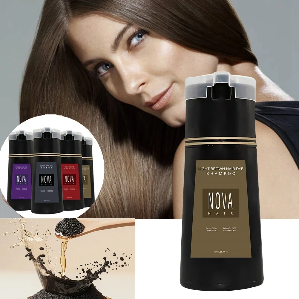 Nova 3-in-1 Hair Coloring Shampoo Oil Control Fluffy Refreshing Hair Dye Quick Dizzy Hair Coloring Shampoo Hair Care Products