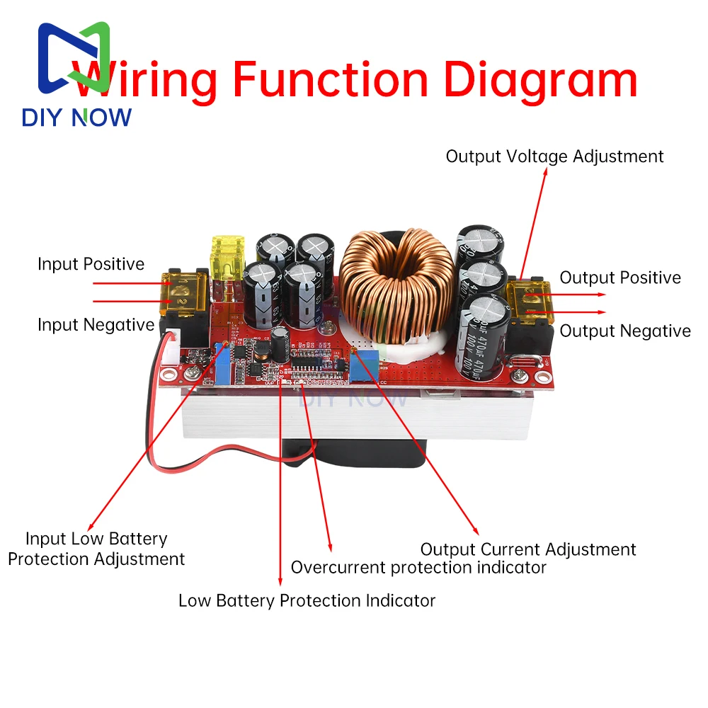 1800W 40A Boost Power Module 1200W 20A DC-DC Boost Converter 10-60V to 12-90V Adjustable Voltage Converter