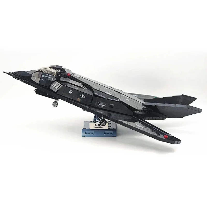 1375PCS Technical F-117A Nighthawk Attack Aircraft Building Blocks Military Stealth Fighter Bricks Toys Children Birthday Gift