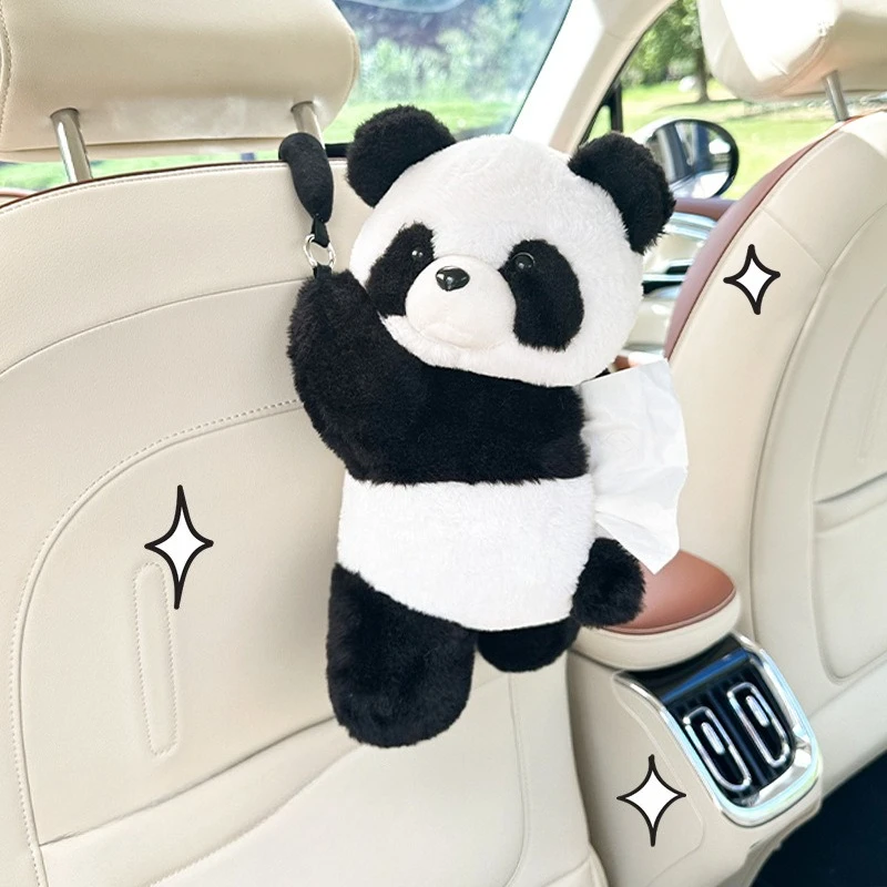 1pc Plüsch Panda Auto Tissue Halter Boxen Auto Rücksitz Hängen Tissue Tasche Box Plüsch Halter Abdeckung Auto Spielzeug Innen dekoration – Detail 1