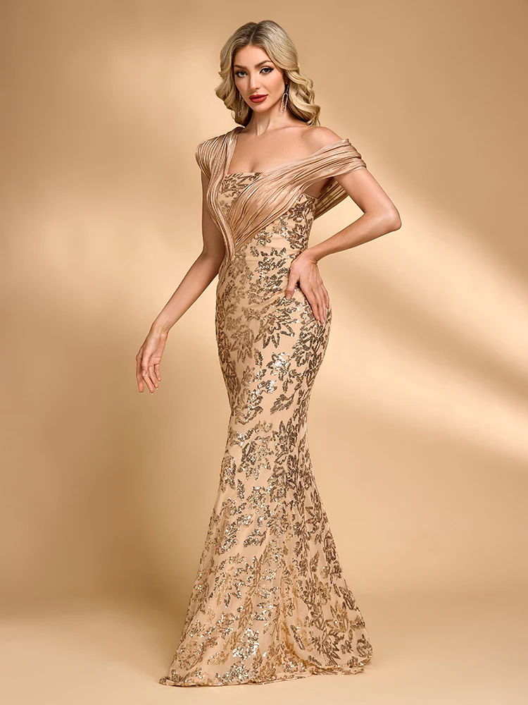 BLUEPLUM Eleganti paillettes Splicing Abiti da sera formali Sirena Prom Abiti da cocktail per feste di nozze di lusso