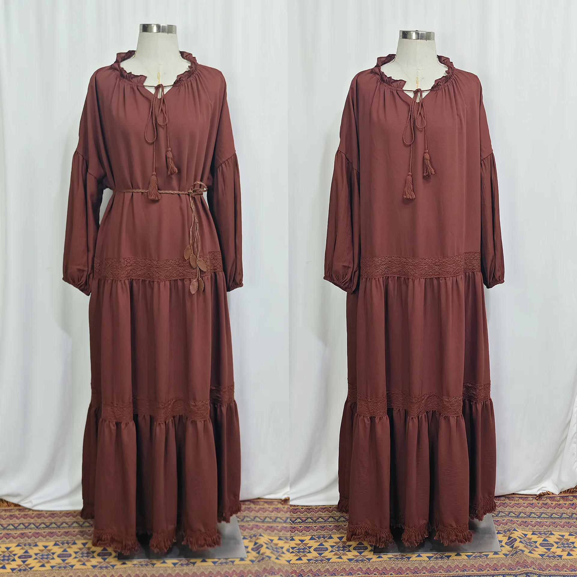 

Рамадан Кружева Абая Женщины Мусульманское Платье Макси Этнический Ислам Джалабия Ид Джеллаба Кафтан Марокканский Женский Халат Турция Кафтан Vestidos