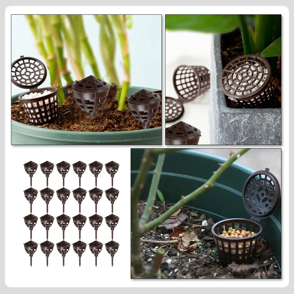 

100Pcs Plastic Bonsai Fertilizer Baskets Reusable Covered Fertilizer Boxes Prevent Loss Wind Bird Protection Plant Fertilization