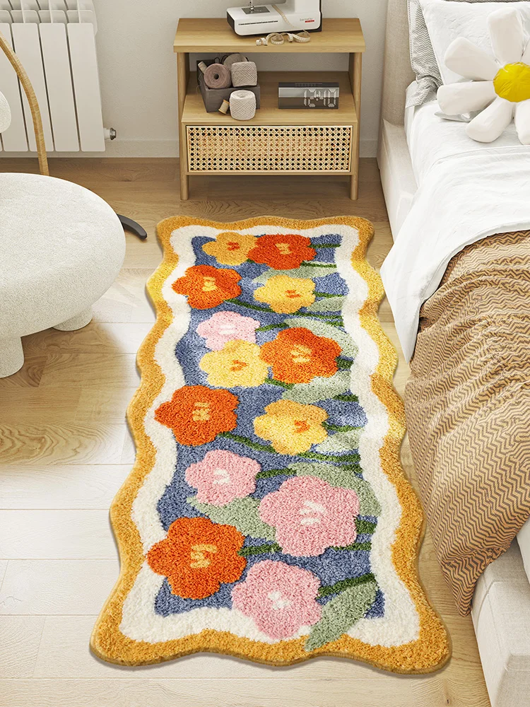 Carpet bedroom bedside blanket girl cute room non-slip sofa floor mat living room tulip bay window mat blanket