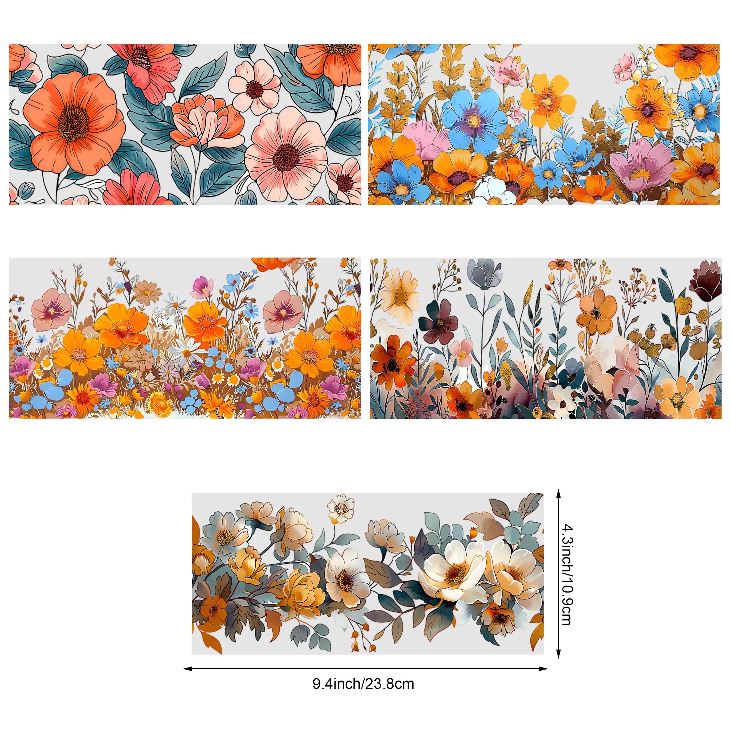 5 Sheets Of Flower UV DTF Transfer Stickers, Waterproof Stickers, Stickers, Suitable for DIY,Crafts For 16 oz glass