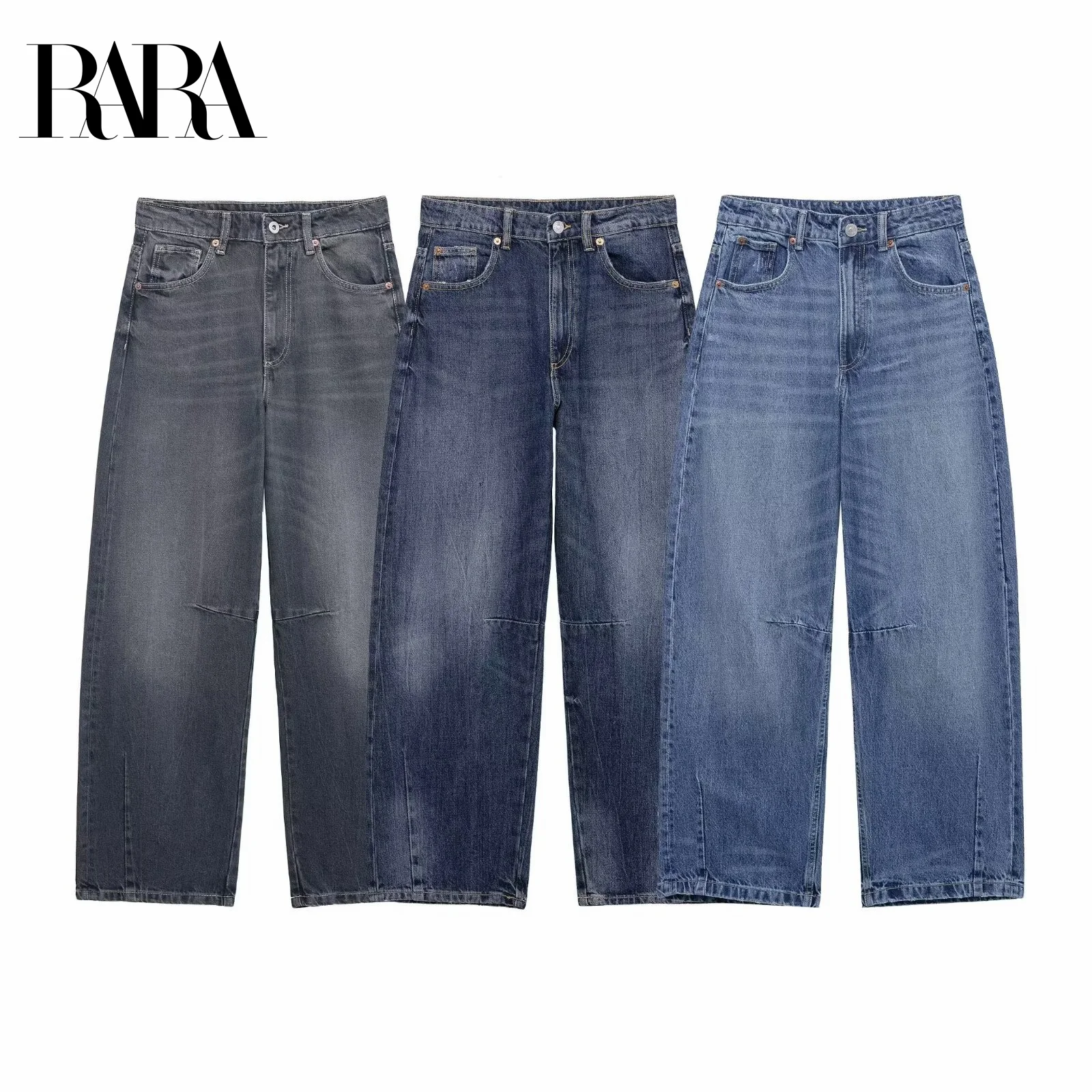 

Женские джинсы прямого кроя RARA с традиционным дизайном на пуговицах с пятью карманами и прошитыми деталями для повседневной одежды