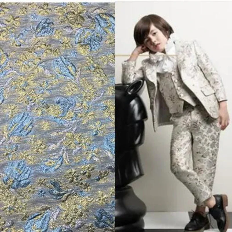 

Парча в европейском стиле с темным узором, жаккардовая ткань, осенне-зимний плащ для платья, детский костюм, тканевый материал