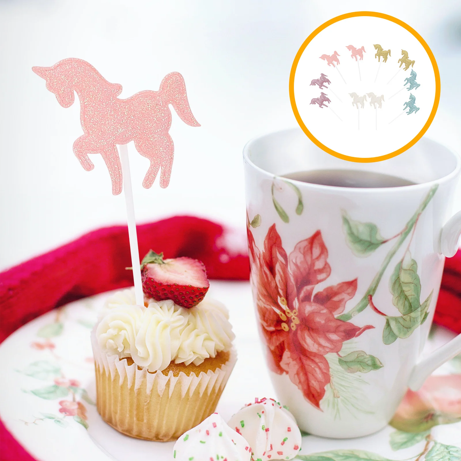 

10Pcs Cake Topper Creative Sequin Cupcake Topper for Birthday Baby Shower Party Decoration Lovely Candy Cake Decor