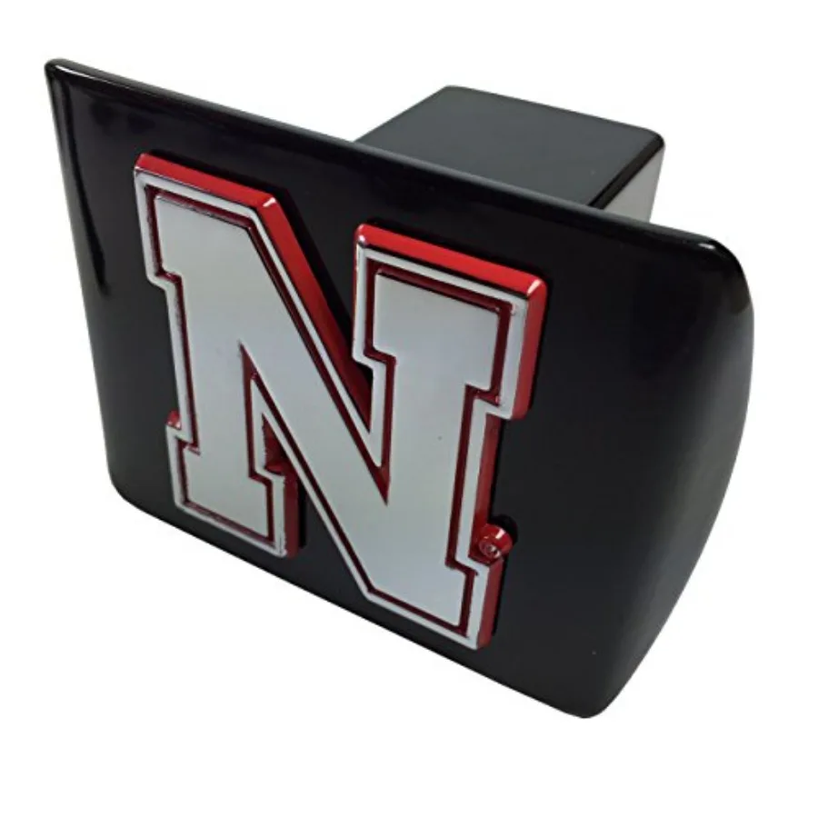 

AMG University of Nebraska Metal Emblem Chrome with red Trim on Black Metal Hitch Cover (Iron N)