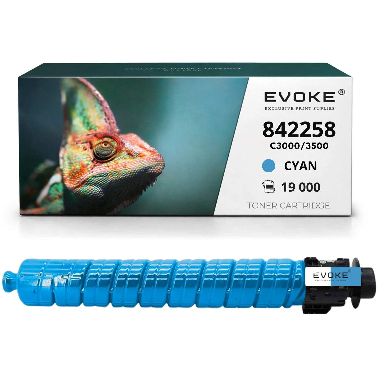 Evoke Compatibele Toner voor Ricoh C3000/3500C C3000C C3000 C3500C C3500 842258 Cyaan 19000 Pagina's Im C3000 C3500