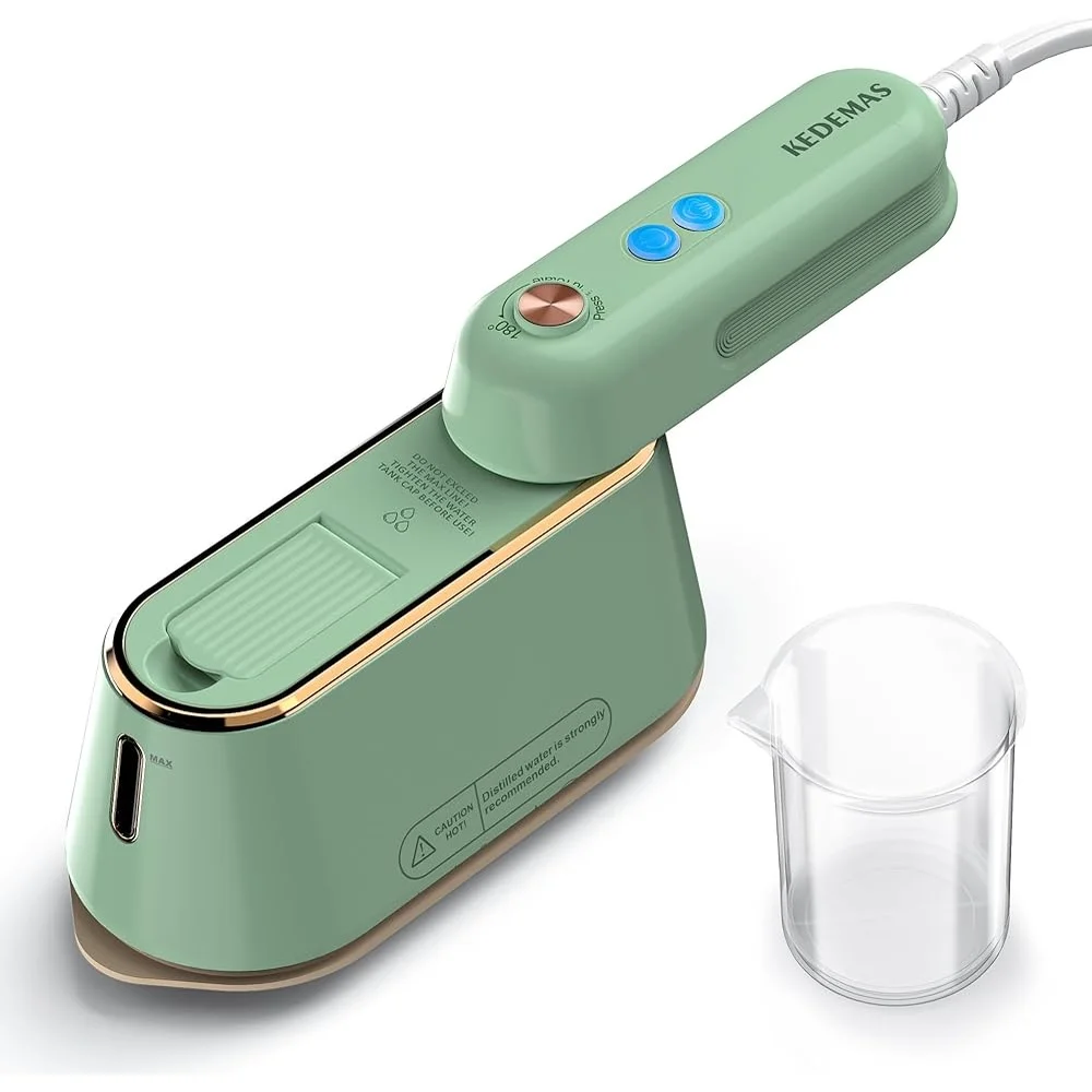 Mini plancha de vapor portátil para viaje, planchado con taza, 1100W, seco al vapor, doble función, diseño ergonómico plegable, plancha con cable