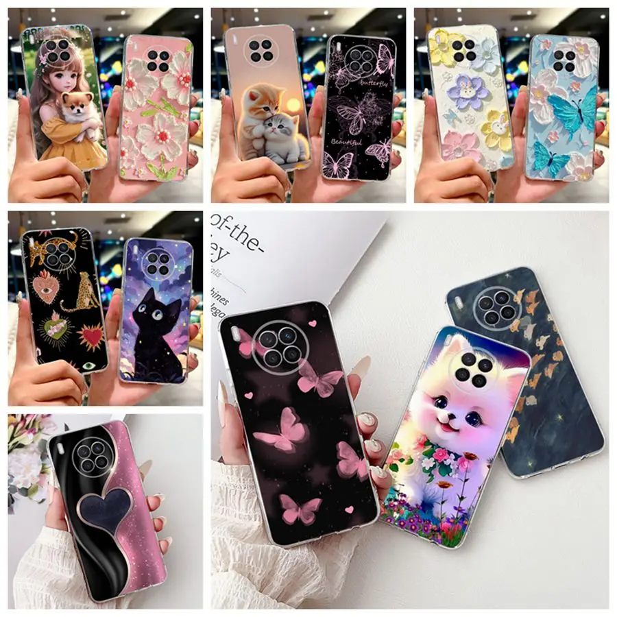 

Чехол для Huawei Nova 8i Honor 50 Lite, задняя крышка с цветком и бабочкой, мягкие силиконовые чехлы из ТПУ для Honor50 Lite Nova8i Capa
