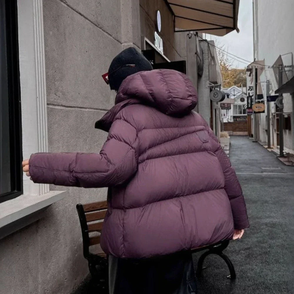 Manteau à capuche en duvet de canard blanc pour femme, vêtement épais, chaud, solide, ample, moelleux, à la mode, nouvelle collection automne hiver