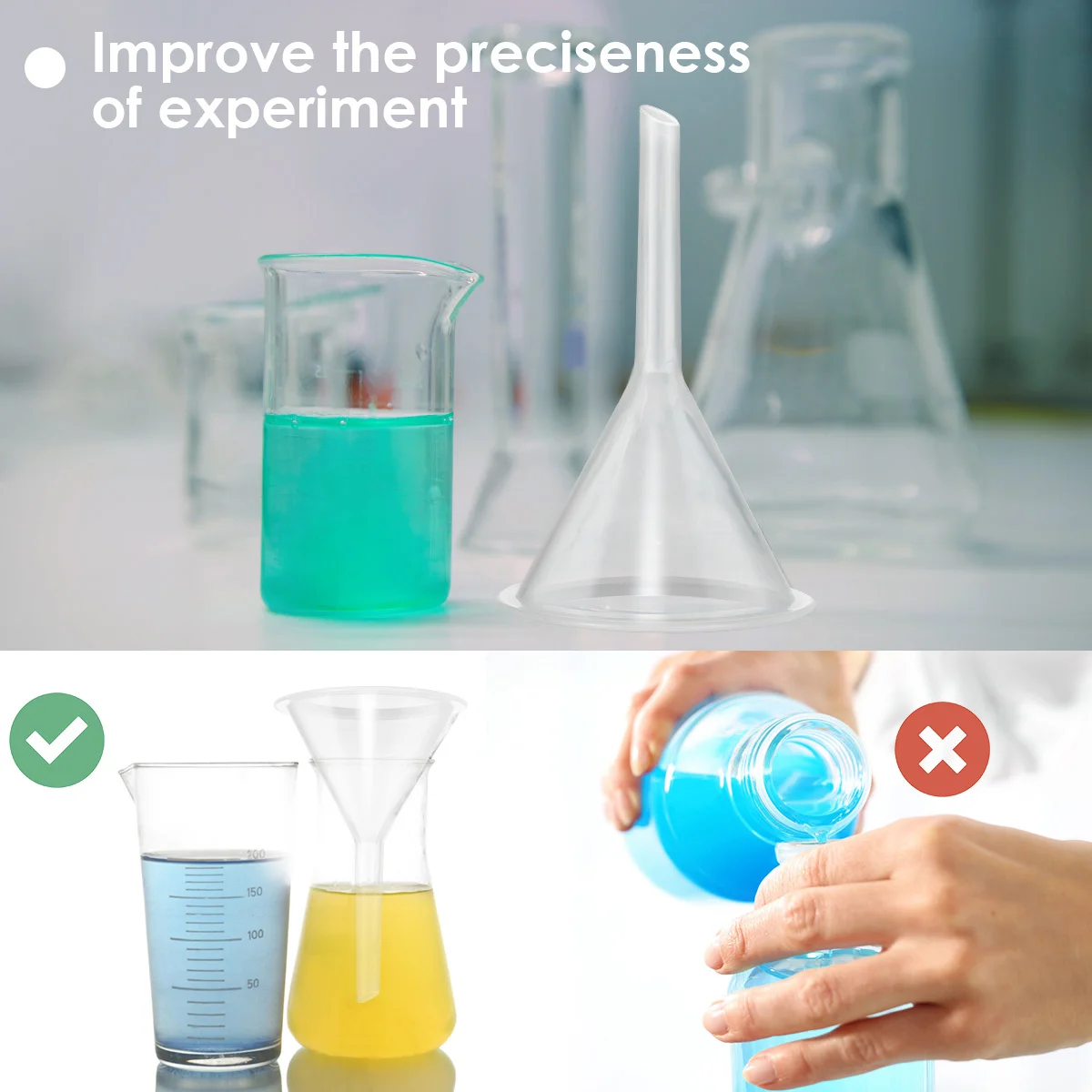 

5 pcs 60Ml Plastic Funnels White Multipurpose Filter For Kitchen Car Oil Transfer Outdoor Use Funnel Tools