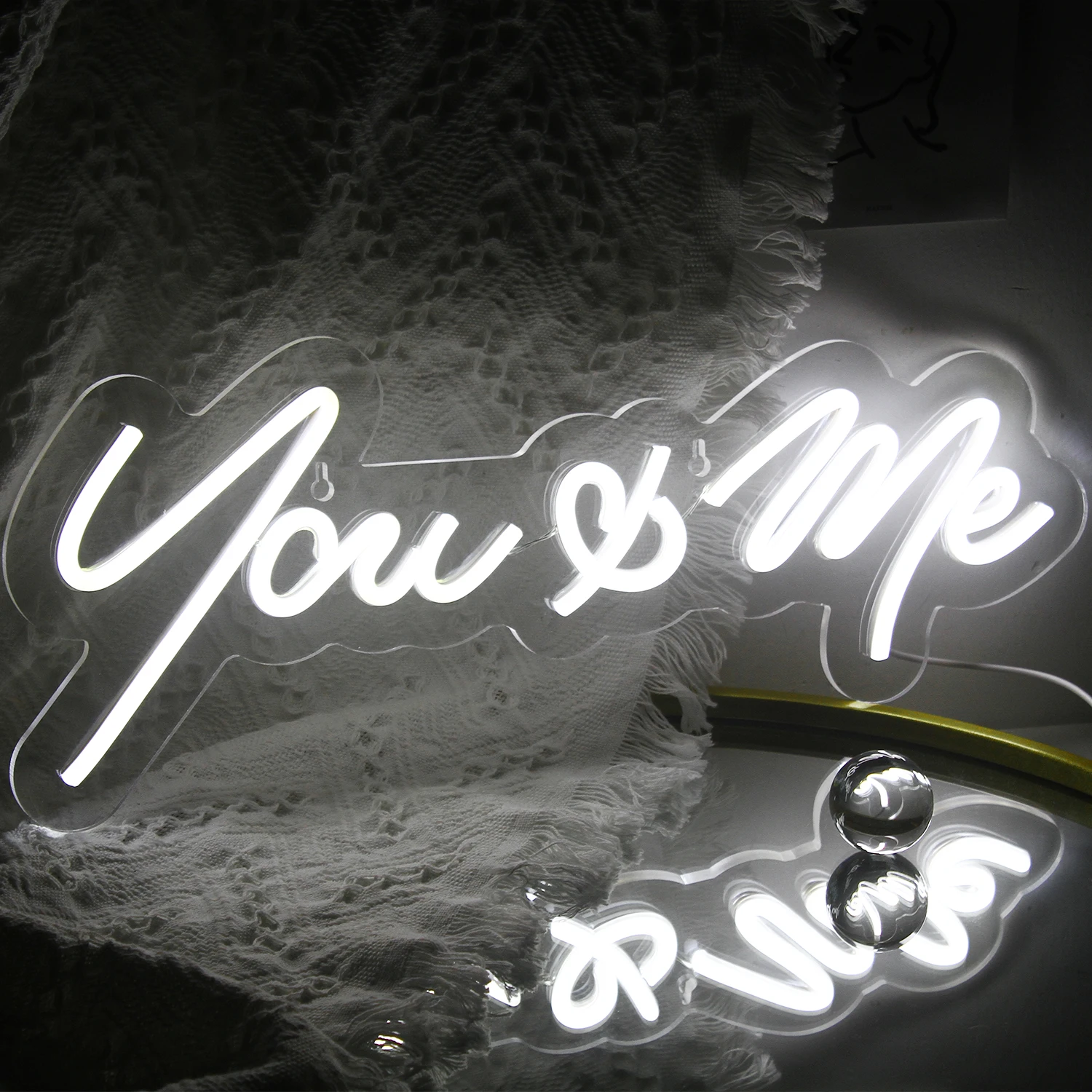 You and Me Neon Sign LED Room Wall Decor USB Powered Hanging Acrylic For Bedroom Kids Room Engaged Wedding Party Supplies