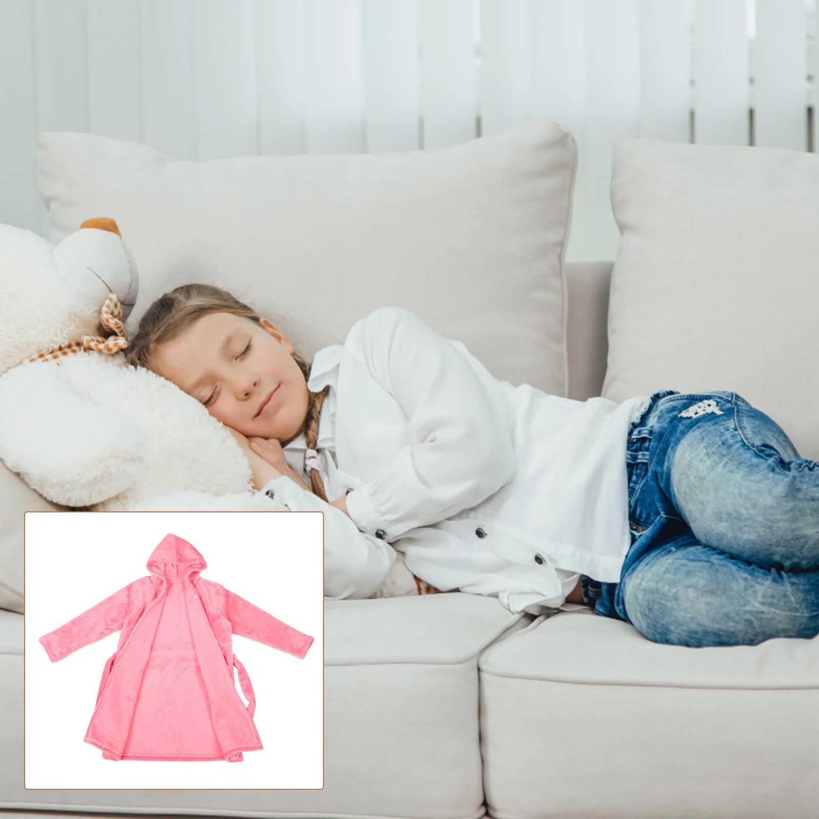 

Hooded Toddler Bathrobe Kids Cozy Thick Flannel Robe for Girls Sleepwear House Coat Animal Pattern Child Warm Bath Robe