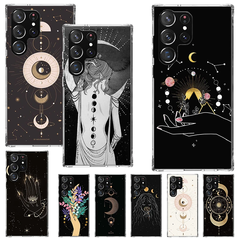 Moon Mystery Totem Witche Phone Case For Samsung Galaxy S24 S23 S22 S21 Ultra S20 FE S10 Plus S10E S9 S8 + Soft Cover Shell