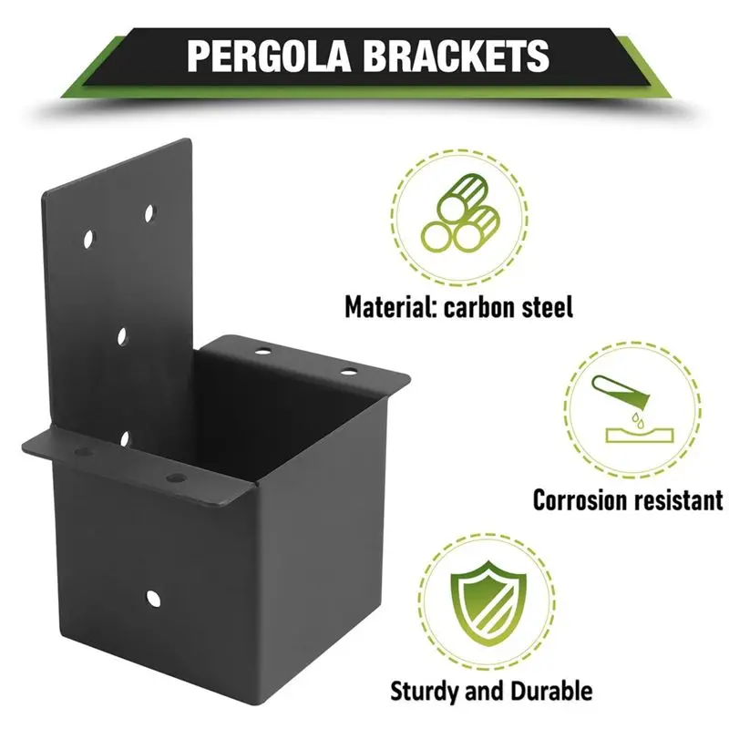 A60F-4 Pcs Pergola Brackets 4X4in ( Actual 3.6X3.6 Inch),Rafter Post Brackets,Pergola Kit, Gazebo Brackets Wall Mount Bracket