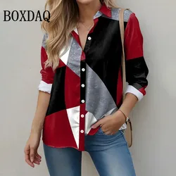Mode Shirts Met Lange Mouwen Vrouwen Elegante Zoete Bloemen 3D Print Blouses Casual Knop Revers Tops Nieuwe Lente Losse Damesblouses