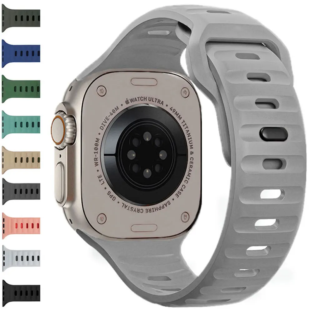 Sport Strap For Apple Watch Ultra band 49mm 45mm 40mm 44mm 42mm 41mm 38mm Silicone Air hole Bracelet iWatch Serie 8 7 6 SE 5 4 3