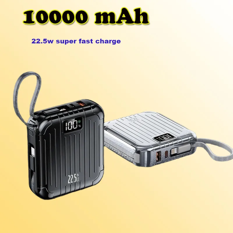 Mini Portable Power Bank 20000mAh With Cable External Spare Battery 22.5W USB C Fast Charging Small Powerbank For iPhone Samsung