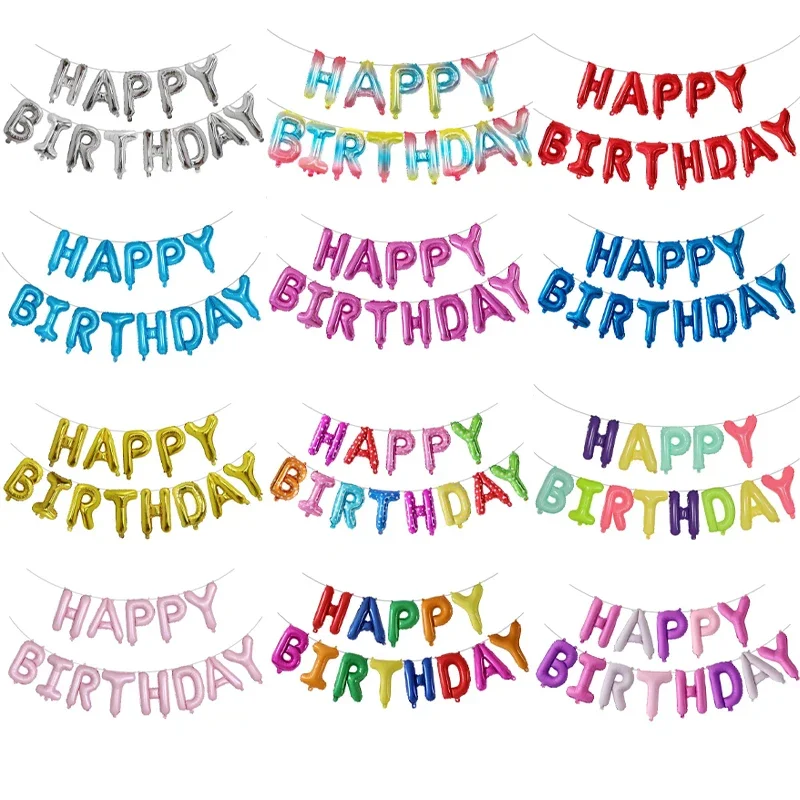 

Multicolor Happy Birthday Balloon Banner Set ，16Inch Foil Letter Balloons for Party Decorations, Kids & Adults Birthday Decor