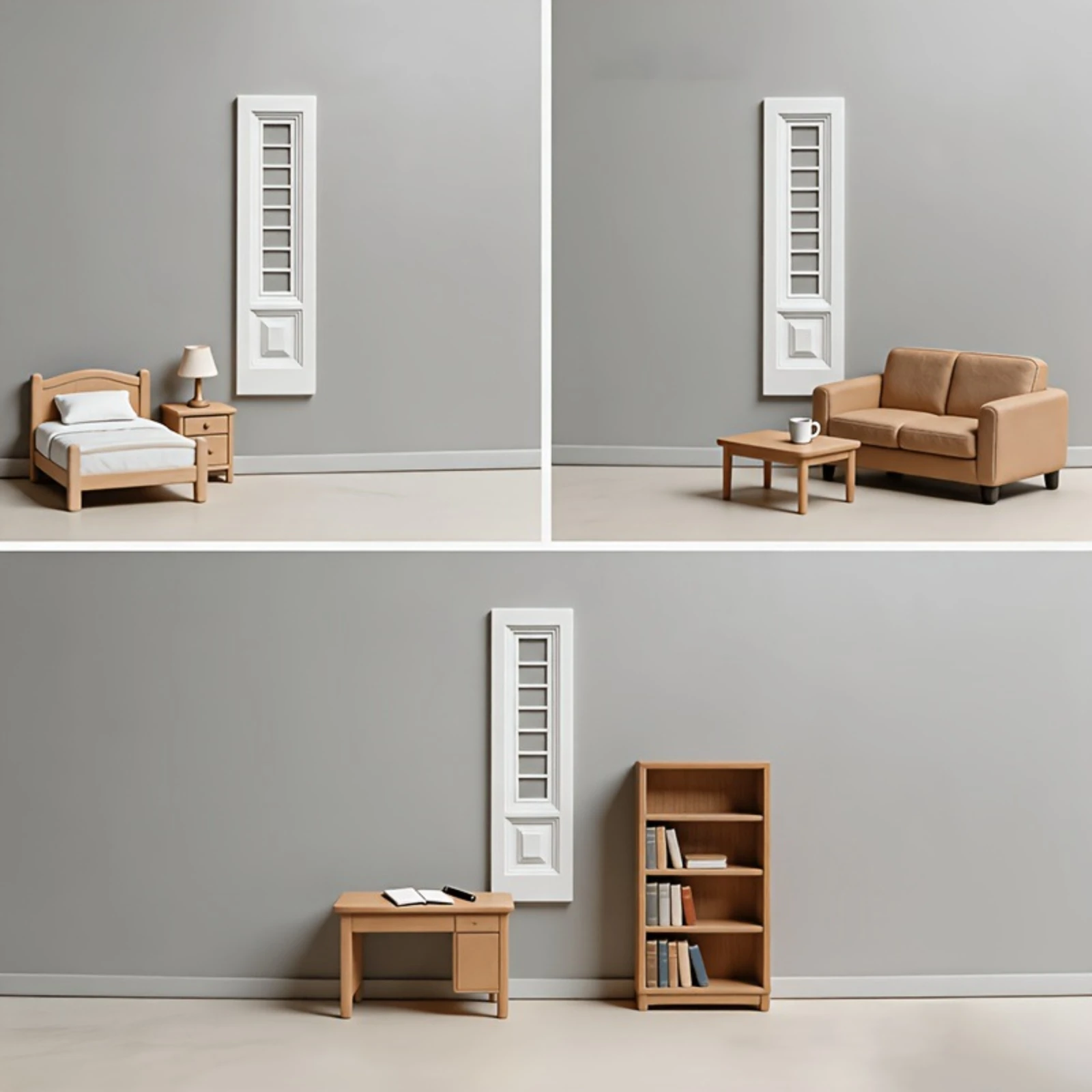 European Wall Window Frame Long-Lasting Miniature Decor