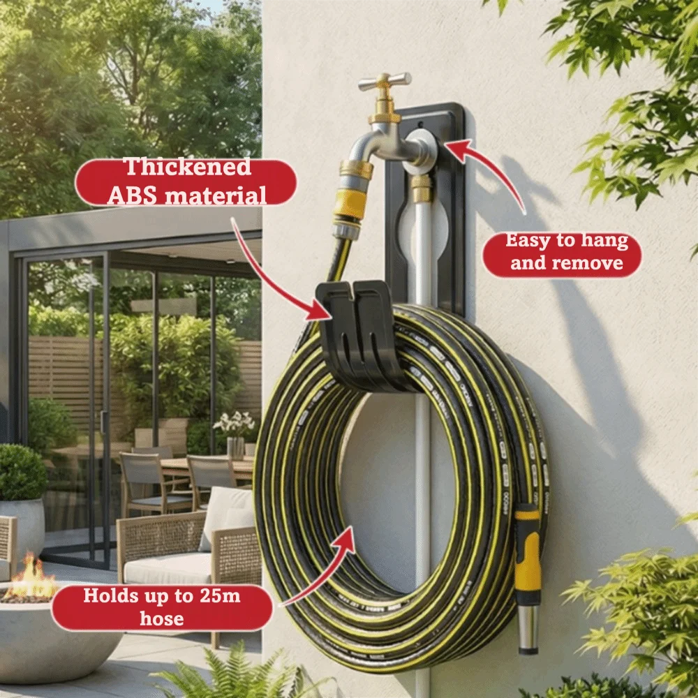 Heavy-Duty Wall-Mounted Hose Hanger Easy To Install Solid Material Garden Hose Winder Bend Resistant Large Weight Capacity