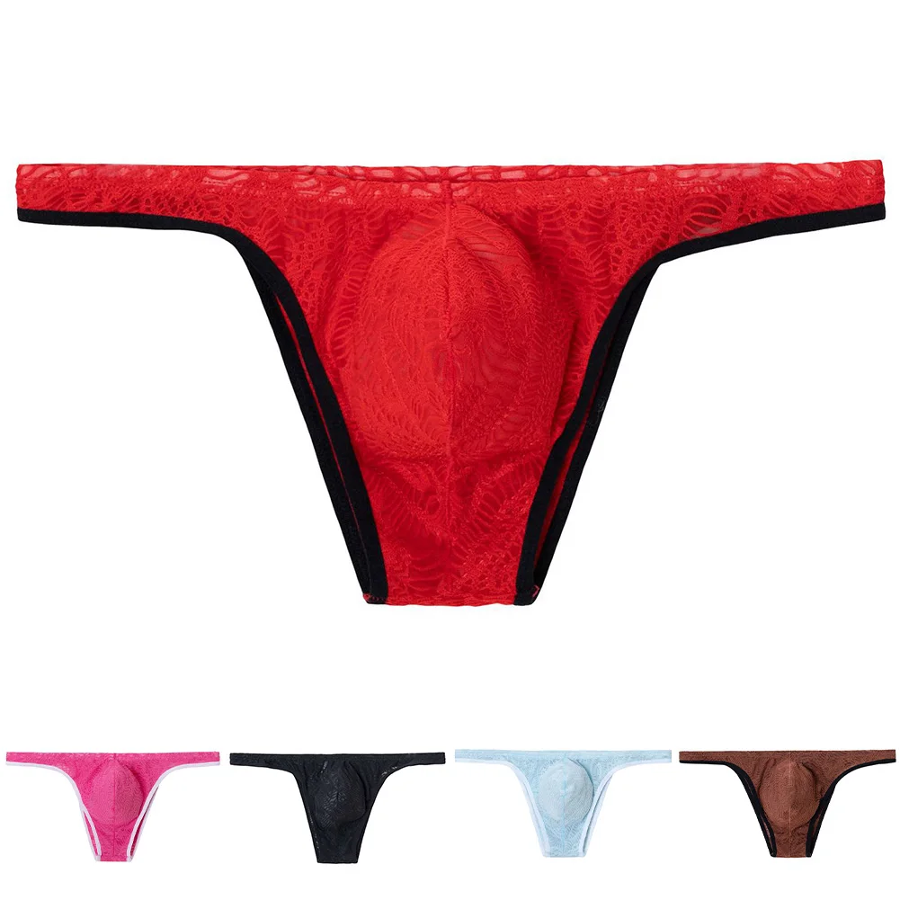 

Удобные мужские трусы-брифы с U-образным вырезом, жаккардовым сетчатым кружевом, модные, сексуальные, с низкой посадкой