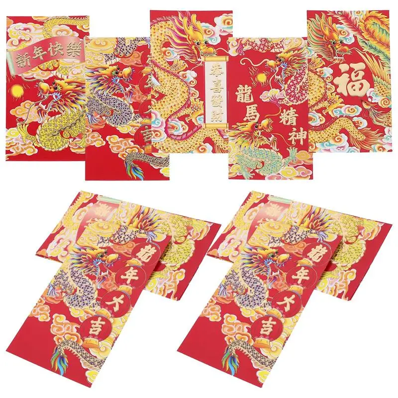 30 Pz 2024 HongBao Drago Anno 2023 Capodanno Cinese Soldi Fortunati Moneys Capodanno 2024 Drago Modello di Carta Cinese Fortunato