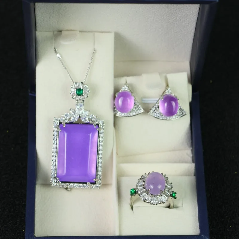 

New Natural High Ice Purple Elegant Temperament Three-piece Set