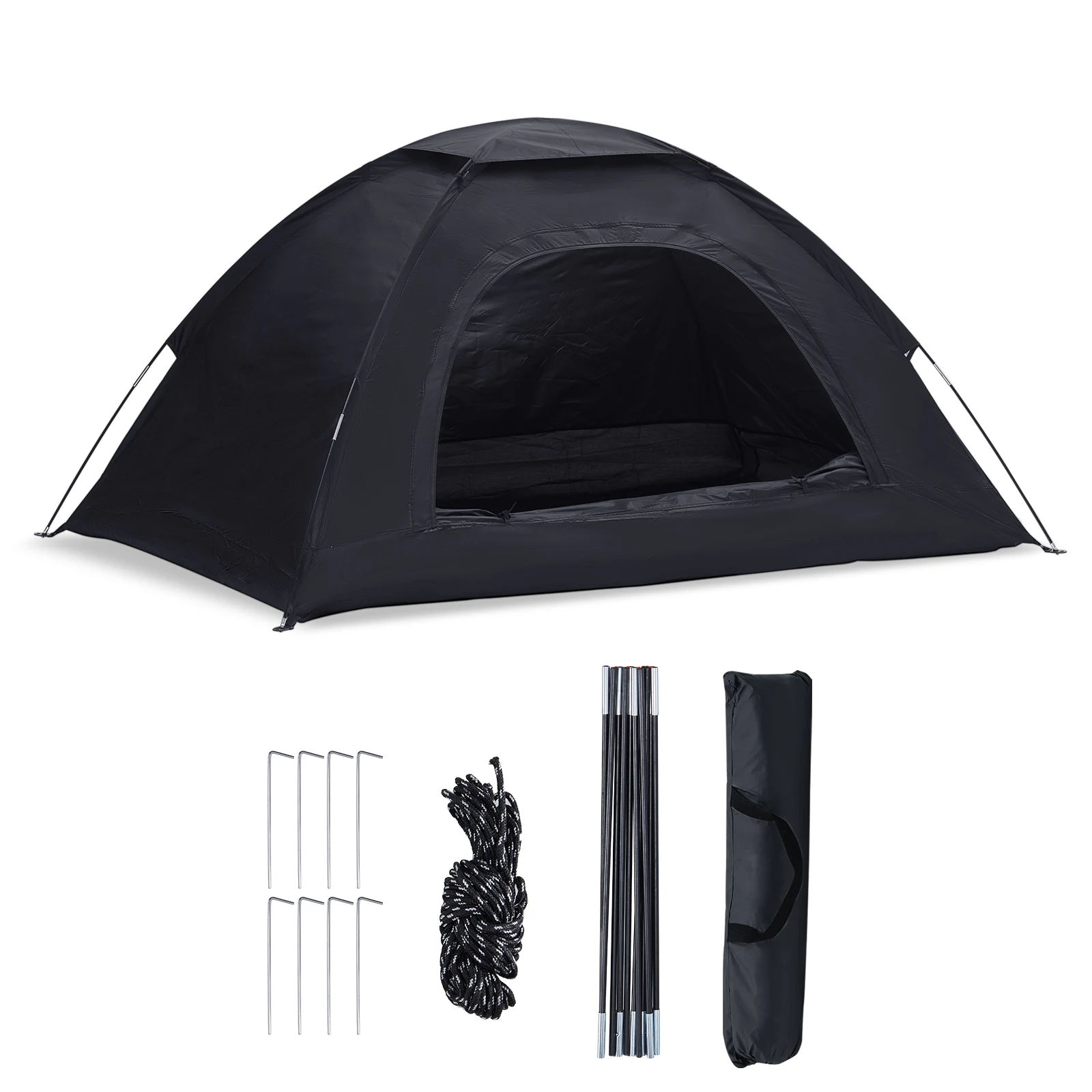 Carpa desplegable impermeable, ligera, de una sola capa, para acampar en primavera, para 3-4 personas, fácil de instalar para exteriores.