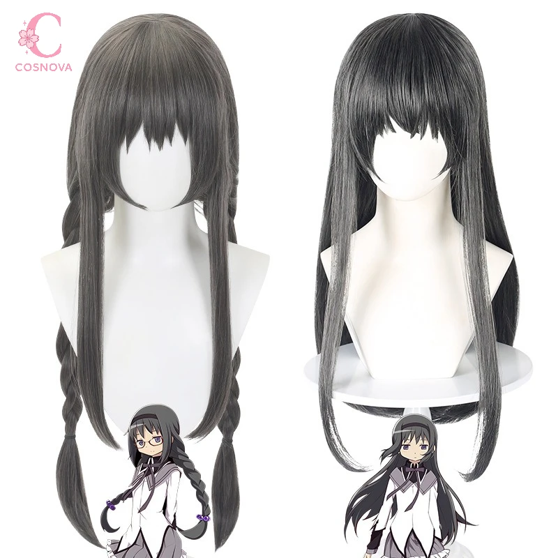 

Парик для косплея Puella Magi Madoka Magica Homura Akemi, черные длинные прямые волосы, плетеные и свободные натуральные термостойкие волокна для кожи головы