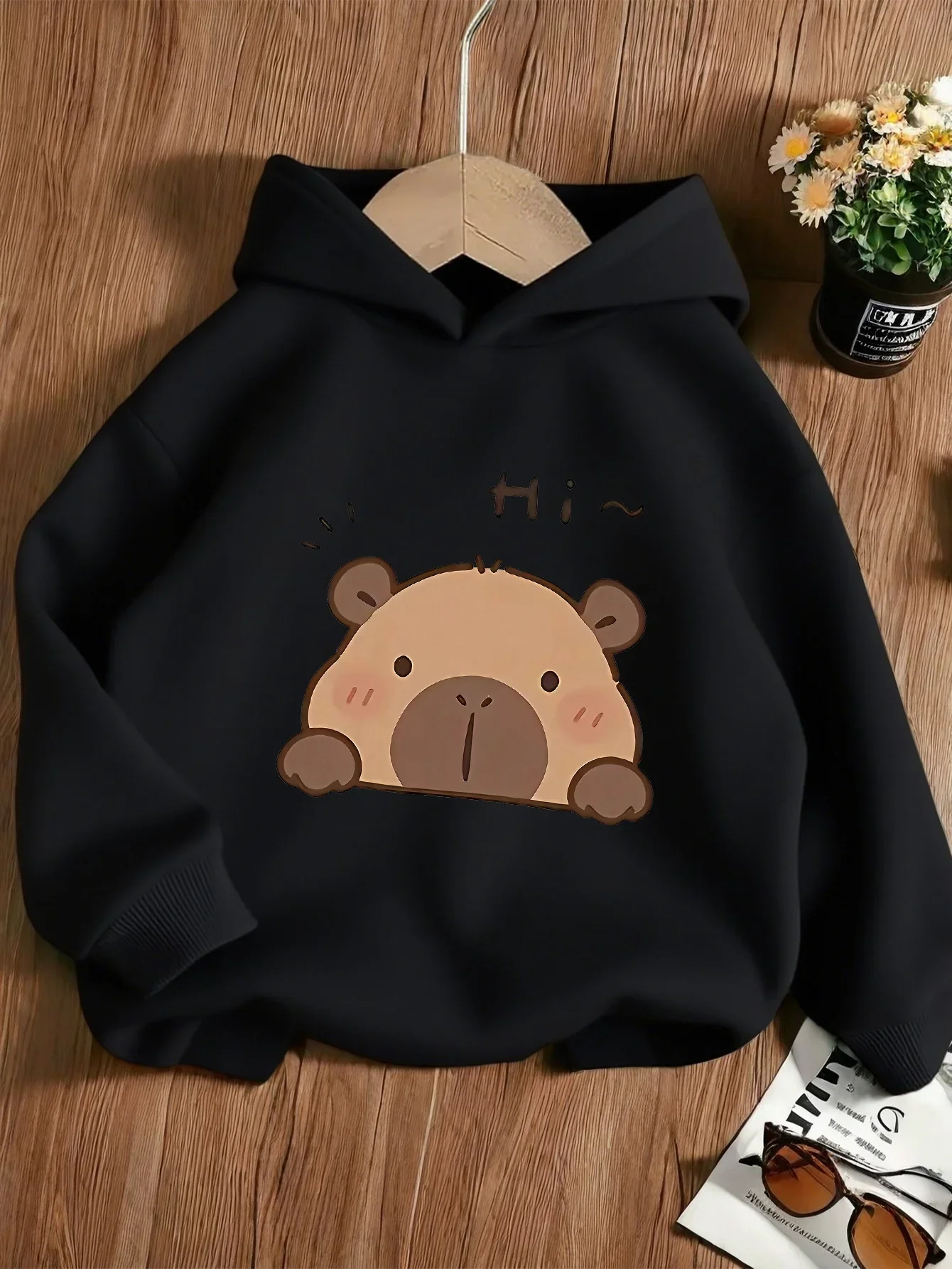 Kids Cute Donut Hoodie Cartoon Dessert Print Boys Girls Long Sleeve Pullover Sweatshirt Sweet Food Graphic Casual Tops Spring