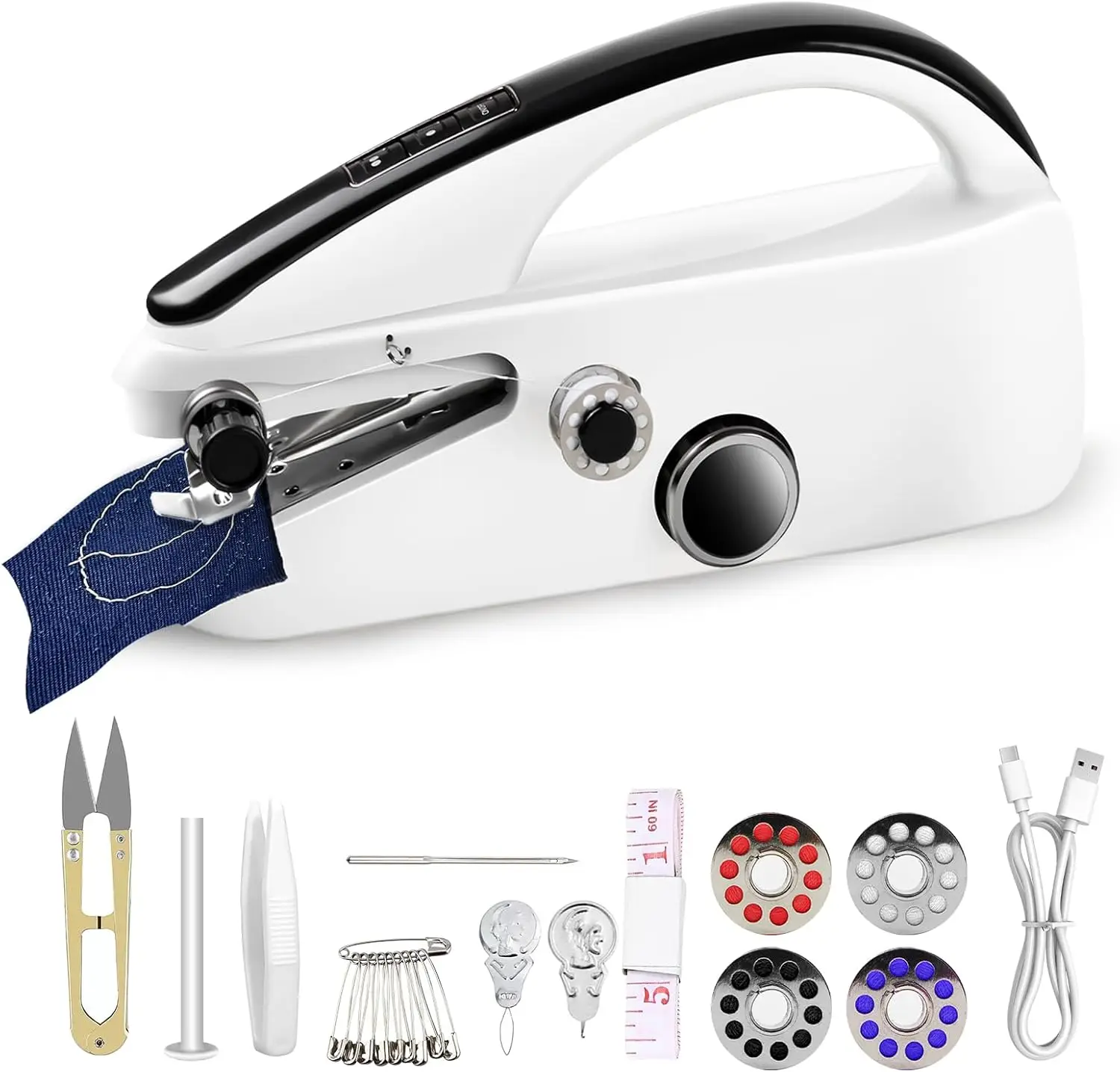 

Handheld Sewing Machine, Easy to Use Portable Electric Mini Sewing Machines for Beginners with Two Speeds
