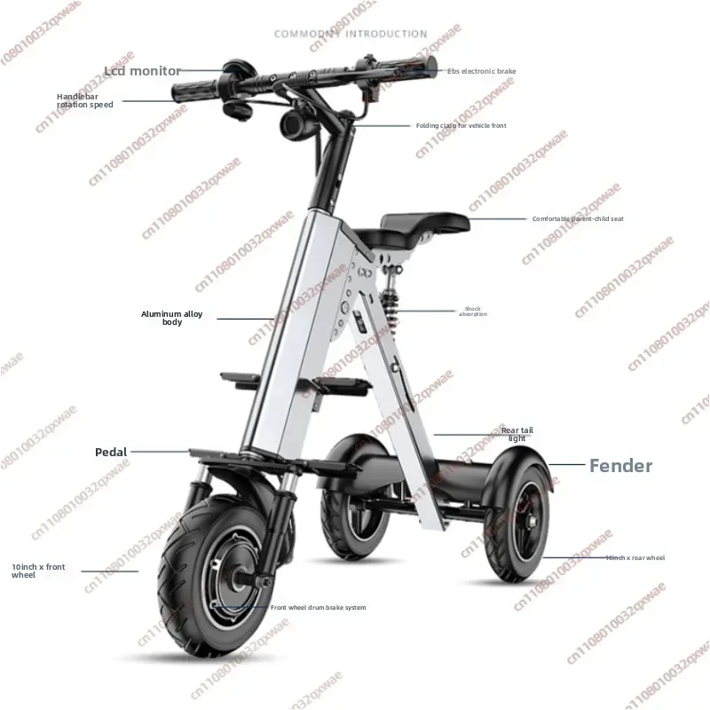 350W Folding Electric Scooter Lightweight Portable Mini 3 Wheel Scooter for Parents and Children Family Outdoor Travel