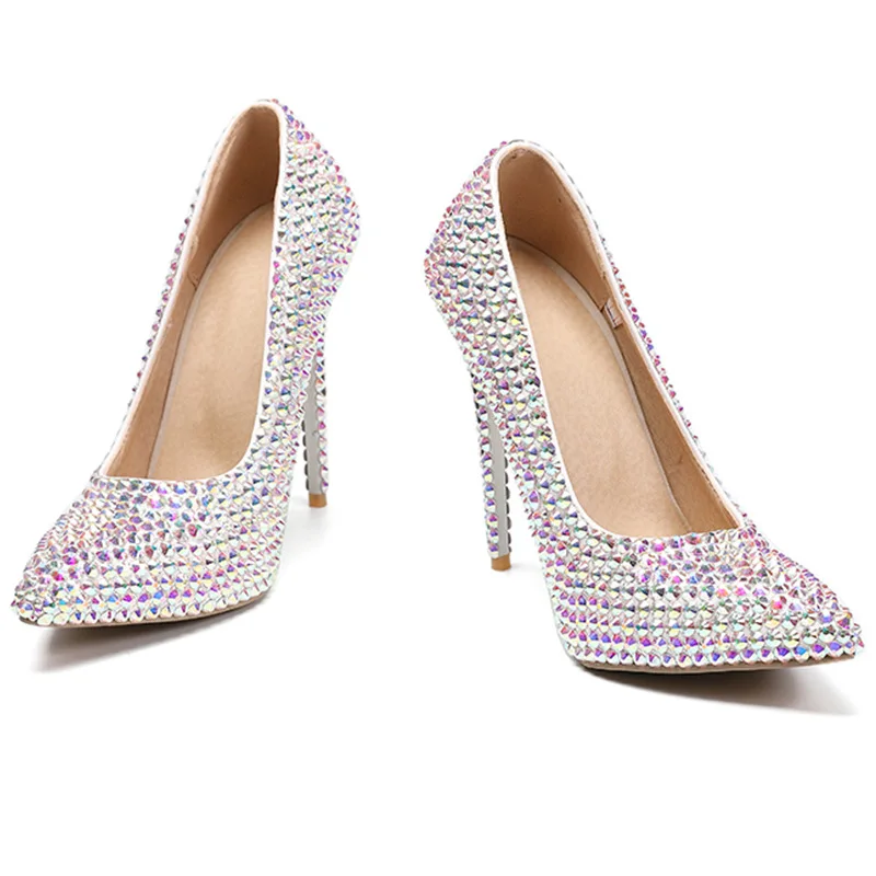 

Women's Colored Diamond Thin Heel High Heel Sandals Fashion Party Evening Dress Catwalk Shoes Tacones De Mujer Chaussures Femmes