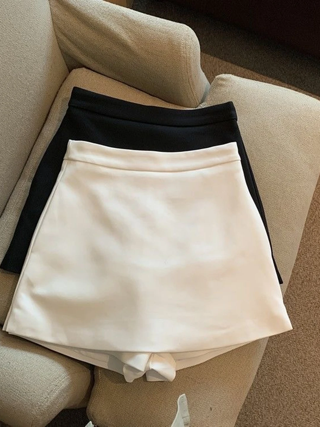 White A-Line  Skirt Suit Pants Women's Summer Slimming High Waist Short Skirt Uniform Style Pure Color Commute Friendly