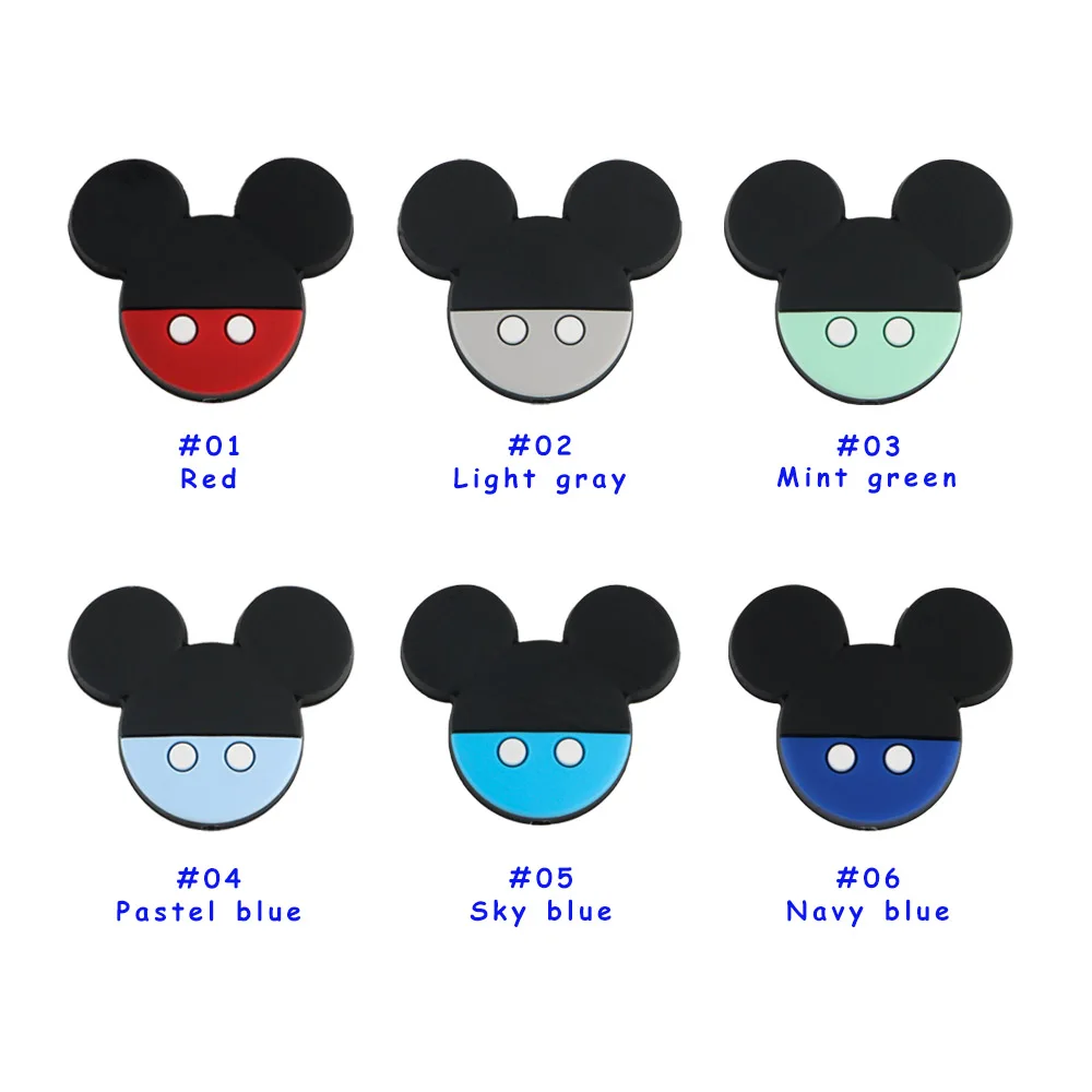 Silicone Clips Beads Teether Cartoon Mouse For Jewelry Making Baby Toys DIY Pacifier Chain Necklace Jewelry Accessories