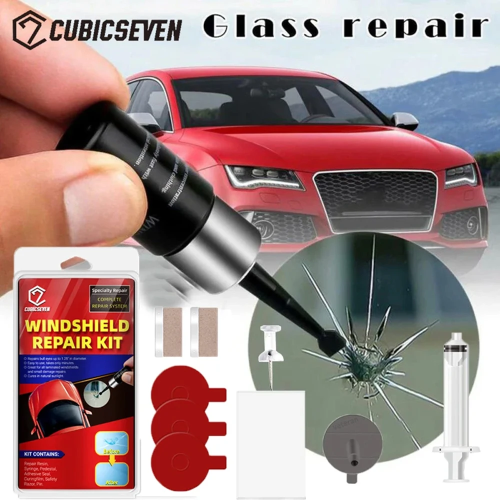 Cubicseven DIY Windshield Repair Kit Window Repair Resin Set Windscreen Scratch Crack Restore Fluid Glass Curing Glue Car Tool