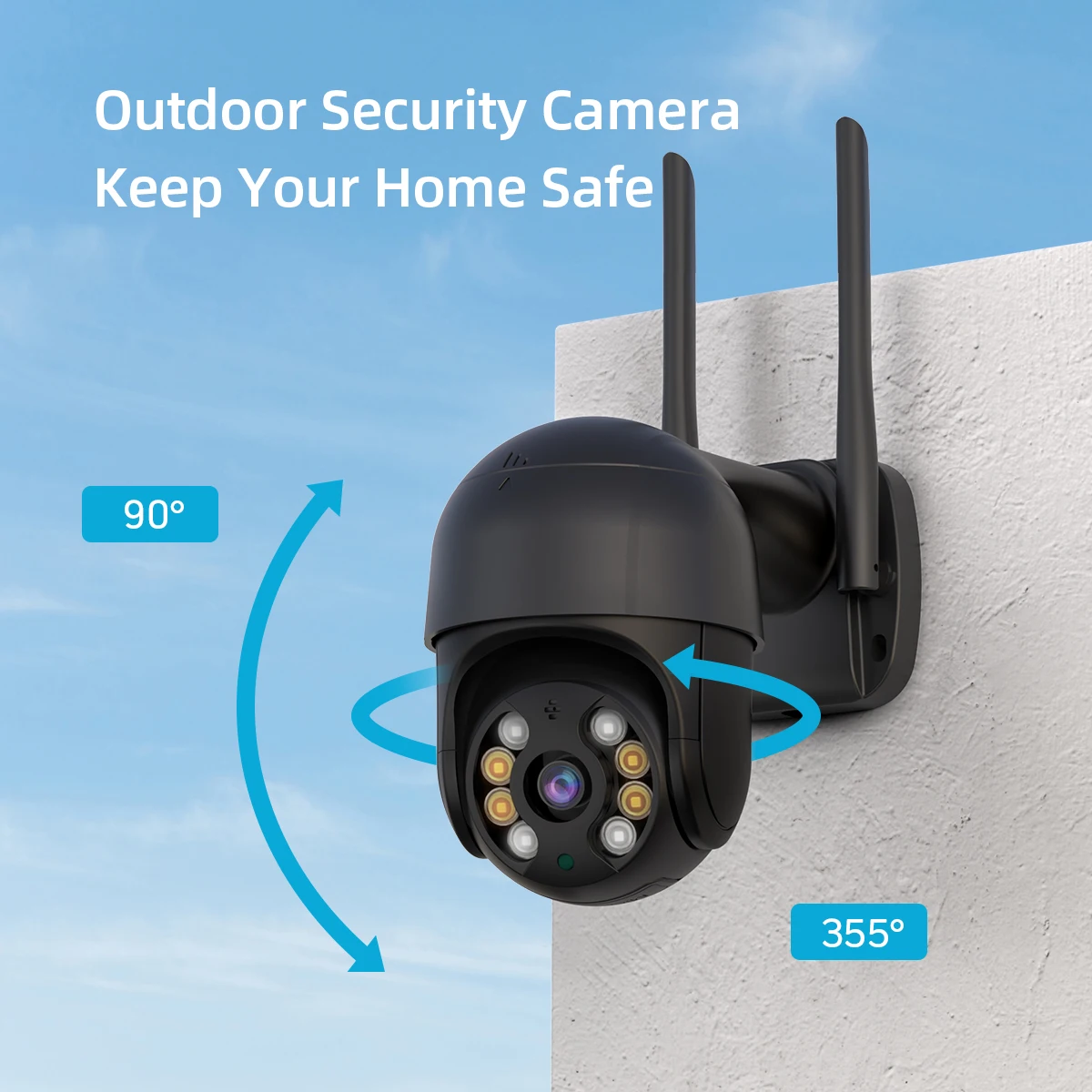 كاميرا مراقبة لاسلكية خارجية CCTV ، تتبع تلقائي Ai ، تكبير رقمي 4X ، رؤية ليلية ، لون عالي الدقة ، واي فاي ، IP 4K ، PTZ ، 8MP