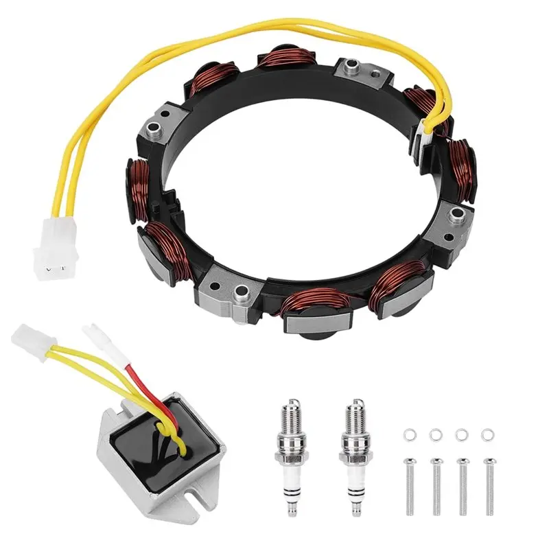 592830 Alternator Stator 10-16 Amp Voltage Regulator W/Spark Plug For Briggs & Stratton BS-592830 394890 393295 696458-ABQA
