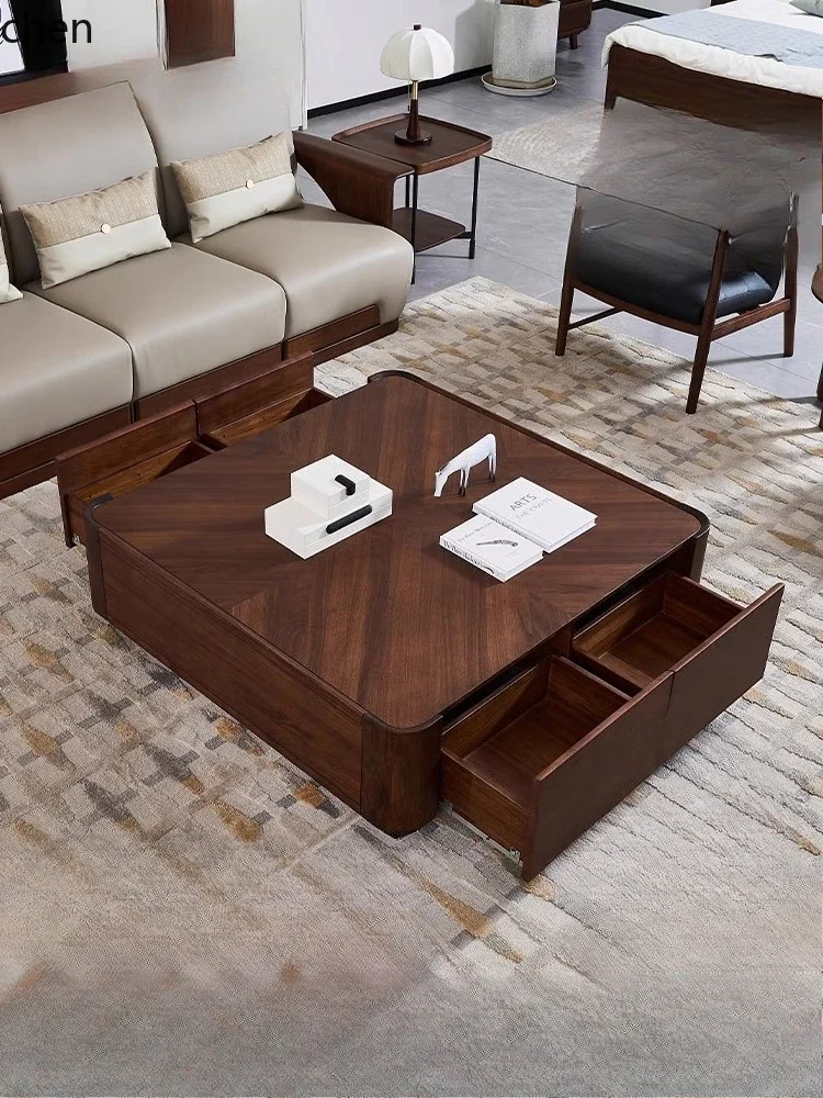 Solid Wood Coffee Table for Home Living Room Modern Color High-End Furniture Simple Square Coffee Table
