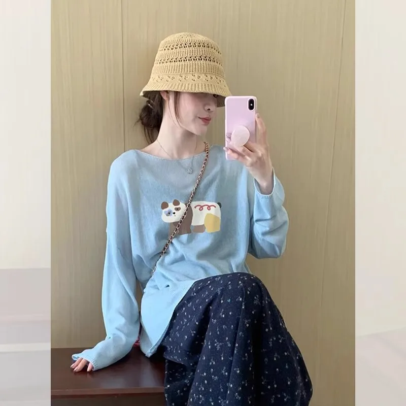 Tops Women Top Round Neck Full Sleeve Camis Y2k Streetwear Elegant Work Print Casual Loose Regular Thin Tees Summer 2026