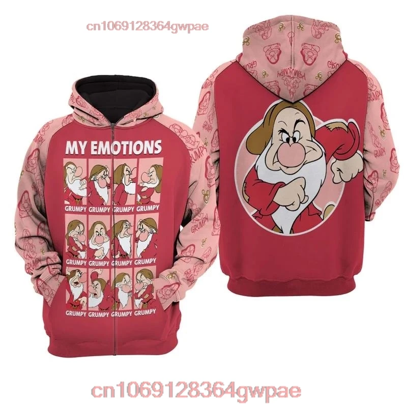 Grumpy My Emotions 3D Hoodie Disney Sweatshirt / Hoodie / Unisex Cartoon Graphic Clothing Fashion Vintage Hoodie