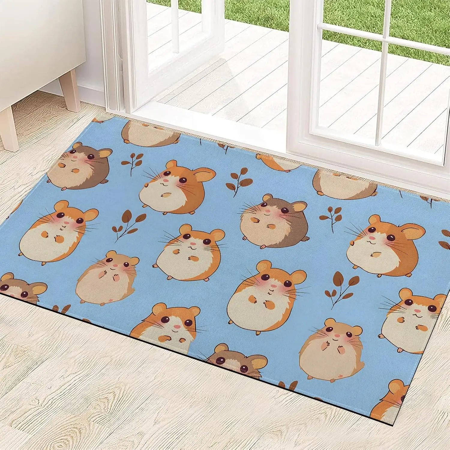 Hamster Indoor Door Mat,Non Slip Backing Cute Cartoon Animal Floor Mats,Non Woven Entryway Rug,Welcome Rugs Decor,for Entrance