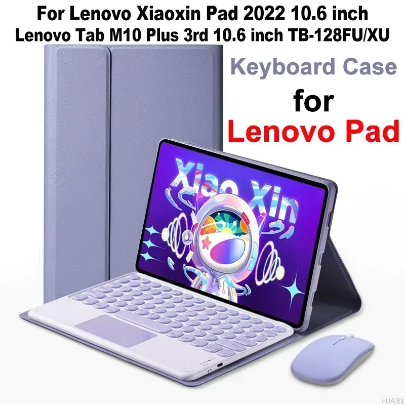 For Lenovo Xiaoxin Pad 2022 10.6 Inch Case, Detachable Keyboard Case for Lenovo Tab M10 Plus 3rd Gen TB-128FU/128XU/125FU