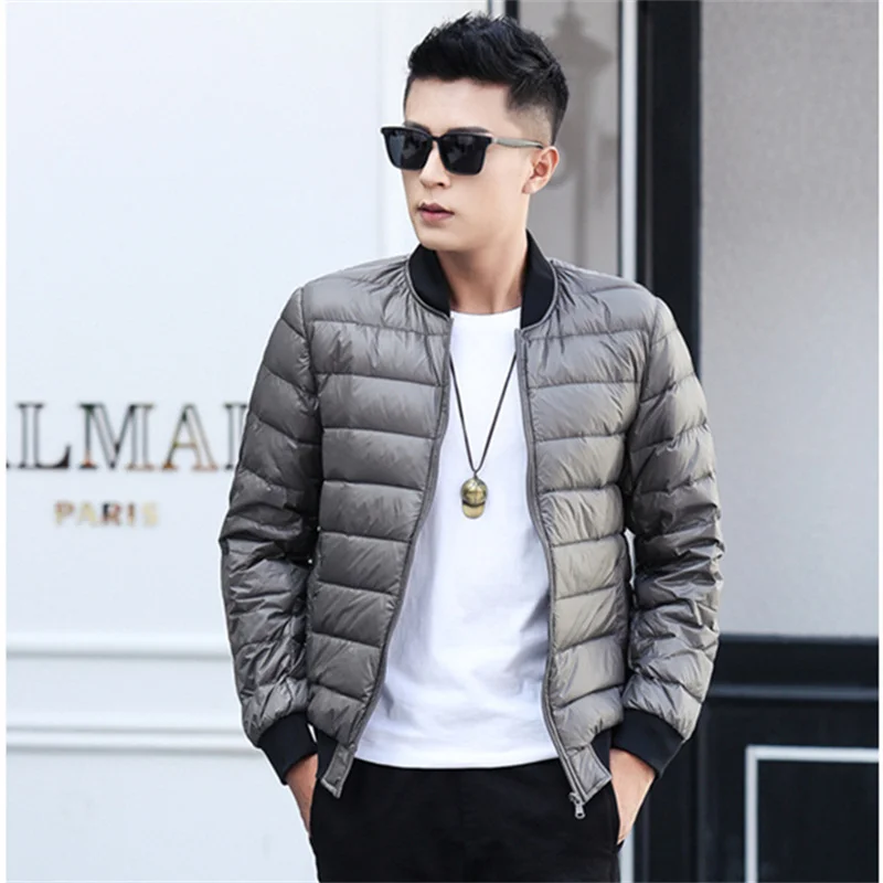 2024 Autumn Winter Men Warm Down Coat Ultra Light Thin White Duck Down Jacket Parkas Male Short Loose Oversize Baseball Outwears