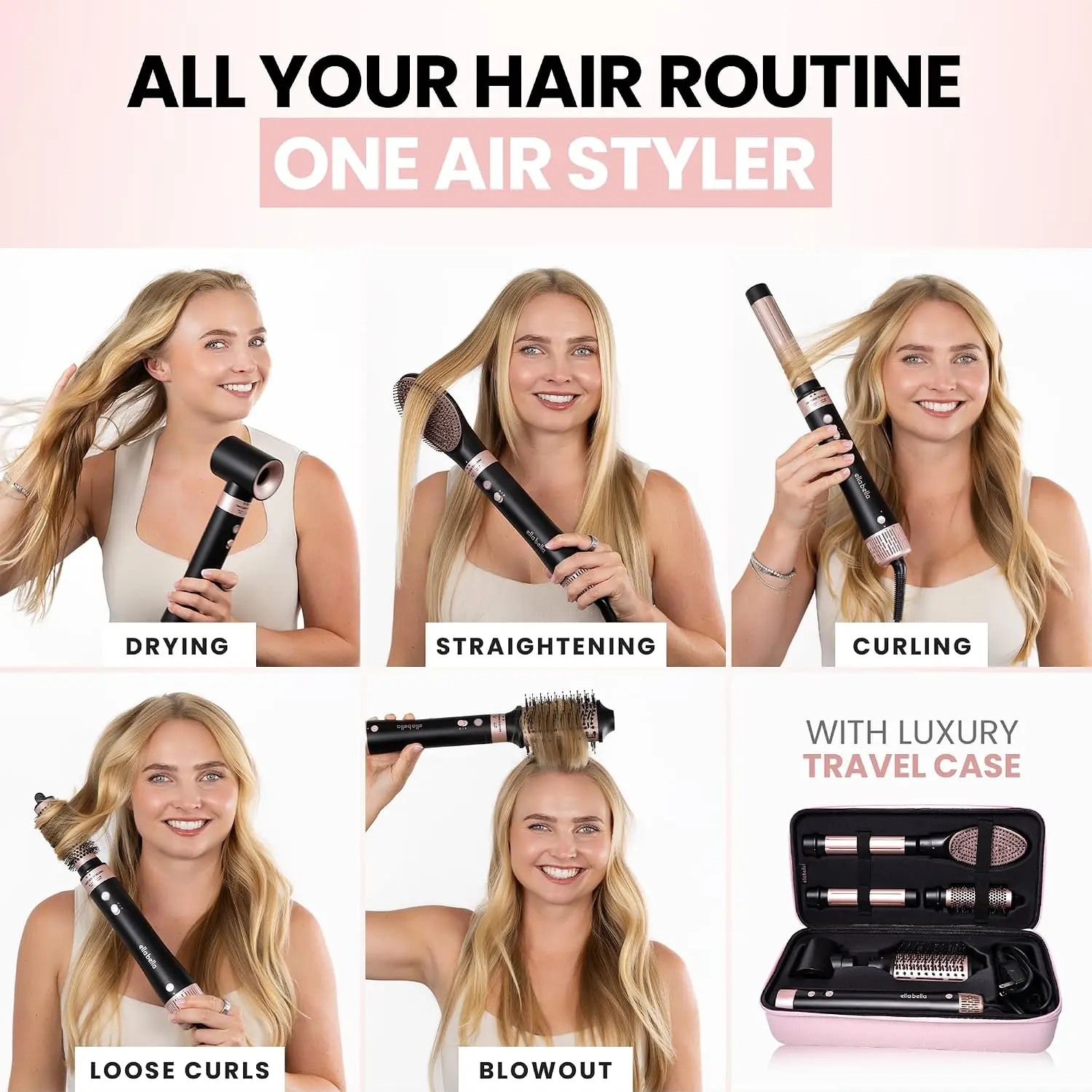 Professional 6-in-1 Hot Air Styler and Straightener, Fast-Drying